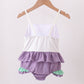 Purple lace rainbow ruffle one-piece swimsuit