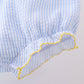 Blue lemon embroidery seersucker bloomer set