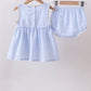 Blue lemon embroidery seersucker bloomer set