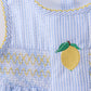 Blue lemon embroidery seersucker ruffle shorts set