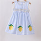 Blue lemon embroidery seersucker dress
