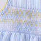 Blue lemon embroidery seersucker dress