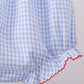 Blue flag smocked woven gingham bloomer set