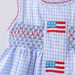 Blue flag smocked woven gingham ruffle shorts set