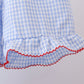 Blue flag smocked woven gingham ruffle shorts set