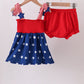 Blue star smocked bloomer set