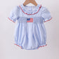 Blue flag smocked ruffle bubble