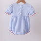 Blue flag smocked ruffle bubble