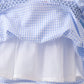 Blue flag smocked ruffle bloomer set