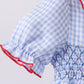 Blue flag smocked ruffle bloomer set