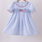 Blue flag smocked ruffle dress