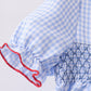Blue flag smocked ruffle dress