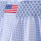 Blue flag smocked ruffle dress