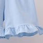 Blue flag smocked ruffle shorts set
