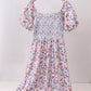 Blue floral smocked dress