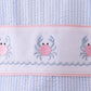 Blue stripe seersucker crab embroidery swimsuit