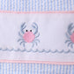 Blue stripe seersucker crab embroidery 2pc ruffle swimsuit