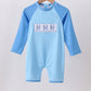 Blue crab embroidery one-piece swimsuit