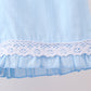 Blue flag smocked jacquard ruffle shorts set