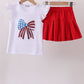 White bow sequin skort set
