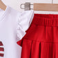 White bow sequin skort set