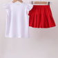 White bow sequin skort set