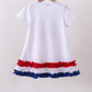 White bow sequin ruffle dress
