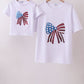 White bow sequin mom&me top