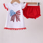 White bow sequin bloomer set