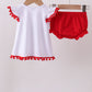 White bow sequin bloomer set