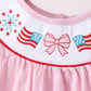 Pink fireworks flag smocked jacquard scalloped ruffle bloomer set