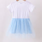 Blue bow star sequin tulle dress