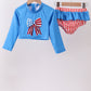 Blue bow sequin 2pc swimsuit