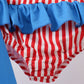Blue bow sequin 2pc swimsuit