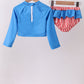 Blue bow sequin 2pc swimsuit