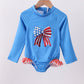 Blue bow sequin rashguard