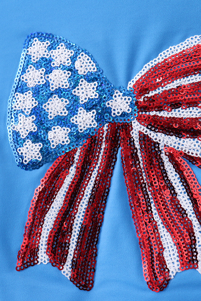 Blue bow sequin rashguard
