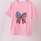 Pink flag bow sequin mom&me top