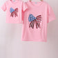 Pink flag bow sequin mom&me top