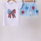 Blue bow star sequin skort set