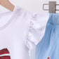 Blue bow star sequin skort set