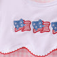 Pink flag embroidery gingham ruffle shorts set