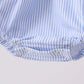 Blue Stripe Bow Seersucker Ruffle Bubble