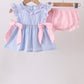 Blue Stripe Bow Seersucker Bloomer Set