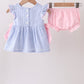 Blue Stripe Bow Seersucker Bloomer Set