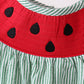 Green Watermelon Stripe Smocked Embroidered Seersucker Set