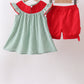 Green Watermelon Stripe Smocked Embroidered Seersucker Set