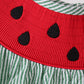 Green Watermelon Stripe Smocked Embroidered Seersucker Dress