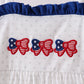 Navy bow applique ruffle dress