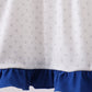 Navy bow applique ruffle dress
